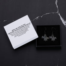 Load image into Gallery viewer, When I say I love you more, I don&#39;t mean I love you more than you love me Ghost Hook Earrings Halloween Earrings Delicate Fashion Black Skull Stud Earring Dangle Tassel Drop Earring Jewelry Christmas Gift for Women