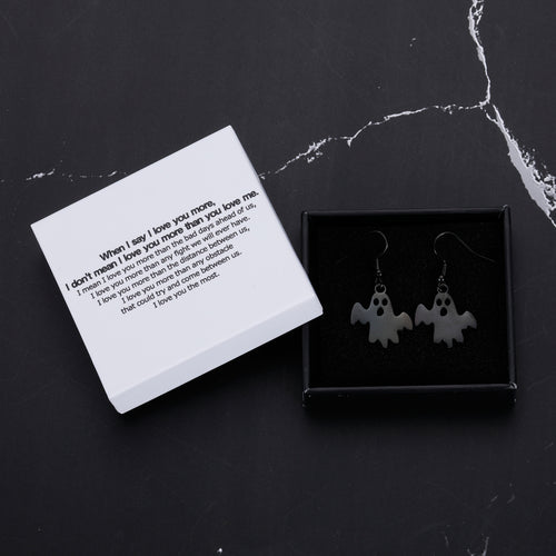 When I say I love you more, I don't mean I love you more than you love me Ghost Hook Earrings Halloween Earrings Delicate Fashion Black Skull Stud Earring Dangle Tassel Drop Earring Jewelry Christmas Gift for Women