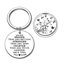 Load image into Gallery viewer, Inspirational Encouragement Keychain Graduation Anniversary Birthday Family Presents for Son Daughter You are Braver Than You Believe Stronger Keyring Christmas Presents for Women Men Teen Girls