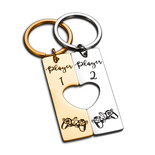 Evaluation result 8.47 of 10 Roll over image to zoom in Funny Gamer Couple Gift Keychains Valentine's Day Gifts for Him Her Player 1 Player 2 Matching Keychain Set for Couple Boyfriend Husband from Girlfriend Wife Birthday Anniversary Gaming Friendship