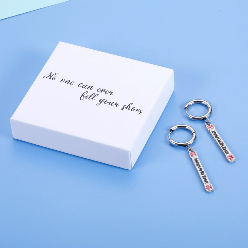 No one can ever fill your shoes Stainless Steel Bling diamond  Vertical Bar Dangle Earrings Christmas Birthday Gifts for Women Girls Best Friend Girlfriend Wife