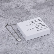 Load image into Gallery viewer, BEHIND YOU ALL MEMORIES，BEFORE YOU ALL YOUR DREAM,AROUND YOU, ALL WHO LOVE YOU,WITHIN YOU,ALL YOU NEED Silver Tone Initial Bracelet 316L Stainless Steel Disc Pendant Letter Alphabet