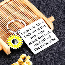 Load image into Gallery viewer, Initial Sunflower Charm Keychain Inspirational Gifts for Women Teen Girls Graduation Birthday Christmas Anniversary Friendship Gifts for BFF coworkers students Spiritual Floral Keyring Jewelry