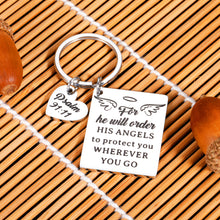 Load image into Gallery viewer, Bible Verse Keychain Religious Faith Christian Gifts for Women Men for He Will Order His Angels to Protect You Wherever You Go Faith Key Chain Thanksgiving Birthday Christmas Easter Prayer Gifts