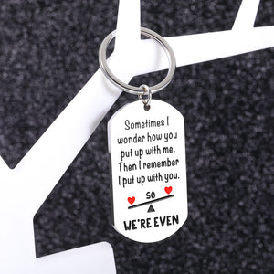 Funny Gifts for Boyfriend Husband 1 Year Anniversary Valentines Gift for Him Her Christmas Gifts for Girlfriend Wife Keychain for Boyfriend Stocking Stuffers for Men Women Cute Gifts for Couples