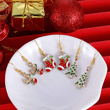 Load image into Gallery viewer, Christmas Earrings Set Small Cute Christmas Tree Stocking Stuffer Boots Red Deer Dangle Hook Holiday Jewelry Earrings Gift Christmas for Women Kids Boys Girls