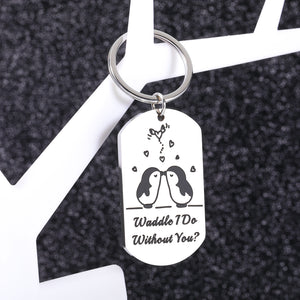 Funny Gifts for Boyfriend Girlfriend Stocking Stuffers for Wife Husband Christmas Gifts Anniversary Birthday Romantic Penguin Gifts for Him Her Valentines Day Lesbian Gifts Cute Keychain for Couples