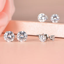 Load image into Gallery viewer, Wome’s Stainless Steel Earrings Cubic Zirconia Stud Earrings Set for Women Girls - 6 Pairs Heart &amp; Arrows Cut  Round Clear Square Earrings Christmas Gifts Stocking Stuffers Jewelry Men