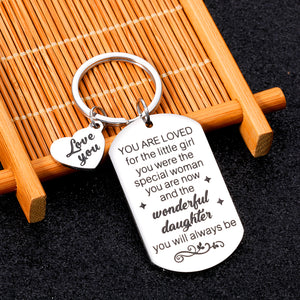 Daughter Gifts from Mom Girls Stocking Stuffers for Kids 18th 21st Birthday Christmas Graduation Gifts for Daughter in Law Wedding Pregnant Mom New Mom Gift Keychain for Her Stepdaughter from Dad