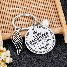 Load image into Gallery viewer, Daughter Gifts from Mom Inspirational Keychain Gift Valentines Birthday Graduation Key Ring to Girls From Mother Never Forget I Love You