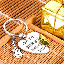Load image into Gallery viewer, Guitar Pick Gifts for Music Lover Keychain for Music Stuff Musician Unique Fathers’ Day Gift for Boyfriend Husband Son Dad I’d Pick You Guitar Accessories Present for Christmas Valentines Day