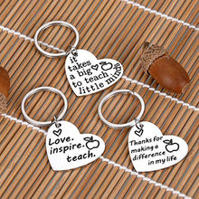 Load image into Gallery viewer, 3PCS Teacher Keychain Gifts for Women Men Teacher Appreciation Gifts Birthday Valentines Thanksgiving Christmas Gifts for Teachers