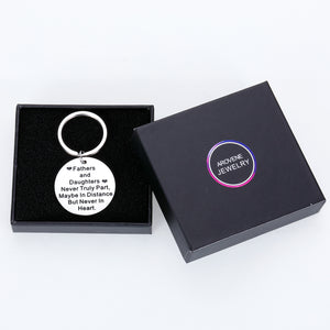 Dad Keychain Christmas Present from Daughter Fathers Day for Daddy Papa Thank You Present Fathers and Daughters Never Truly Part Dad Daughter Birthday Present for Men Dad Grandfather Key Ring