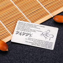 Load image into Gallery viewer, Inspirational Engraved Wallet Inserts to My Son Christmas Gifts with Motivational Quote Men Wallet Insert Cards for Birthday Graduation Gifts Before Too Long Your Life Will Change Wallet Card