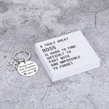 Load image into Gallery viewer, A TRULY GREAT BOSS IS HARD TO FIND DIFFICULT TO PART WITH AND IMPOSSIBLE TO FORGET Loss of Pet Keychain - Pet Memorial Keychain Stainless Steel for Pet Dog Cat - Pet Sympathy Keyring Gift - Family Loss Dog Cat Pet