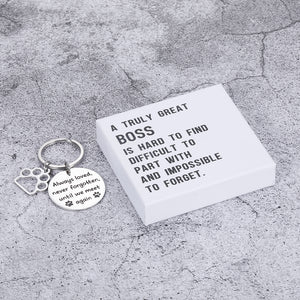 A TRULY GREAT BOSS IS HARD TO FIND DIFFICULT TO PART WITH AND IMPOSSIBLE TO FORGET Loss of Pet Keychain - Pet Memorial Keychain Stainless Steel for Pet Dog Cat - Pet Sympathy Keyring Gift - Family Loss Dog Cat Pet