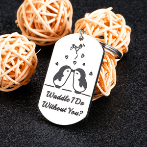 Funny Gifts for Boyfriend Girlfriend Stocking Stuffers for Wife Husband Christmas Gifts Anniversary Birthday Romantic Penguin Gifts for Him Her Valentines Day Lesbian Gifts Cute Keychain for Couples