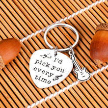 Load image into Gallery viewer, Guitar Pick Gifts for Music Lover Keychain for Music Stuff Musician Unique Fathers’ Day Gift for Boyfriend Husband Son Dad I’d Pick You Guitar Accessories Present for Christmas Valentines Day