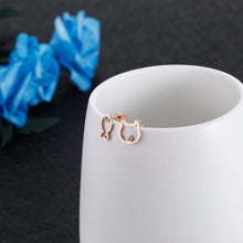 Load image into Gallery viewer, Delicate Cat and Fish Stud Earrings Fashion Dainty Cute Cubic Zirconia Ear Stud Stainless Steel Rose Gold Animal Earring Jewelry Christmas Gifts for Women