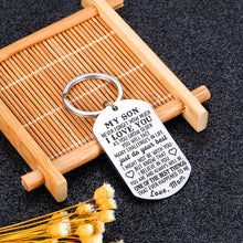 Load image into Gallery viewer, To My Son Keychain Christmas Gifs From Mom Step Mother to Son Birthday 2020 Graduation Anniversary Inspirational Keychain For Stepson Never Forget How Much I Love You