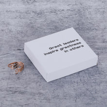 Load image into Gallery viewer, Great leaders inspire greatness in others Double Name Ring Two Name Ring Statement Ring Custom Name Ring with Any Names Mother Daughter Ring Gift