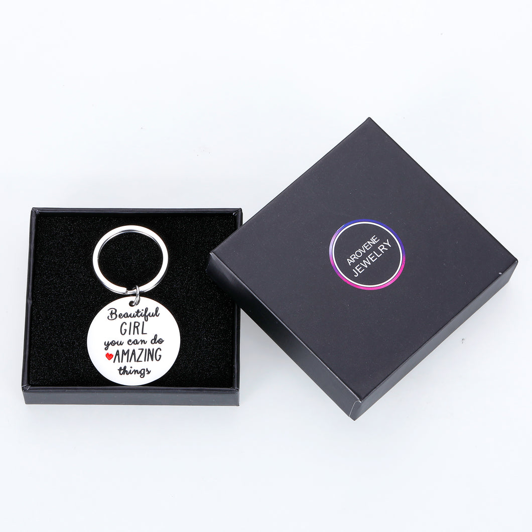 Inspirational Keychain for Women Daughter Best Friends Christmas Birthday Anniversary GIFS for Her Teens Girl BFF Sisters 2021 Graduation Gift from Mom Dad to Little Girls Daughter Key Ring