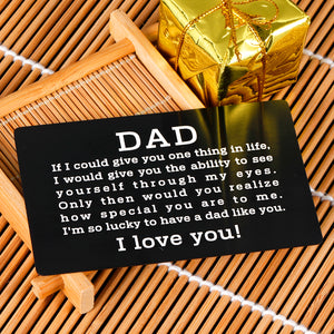 Father’s Day Gifts from Son Daughter Kids Engraved Wallet Insert Card Dad Birthday Gifts from Mom Wife Step Dad Gift Ideas Stainless Metal Card Insert for Him Papa Grandpa Thansginving Day Christmas Gifts for Men