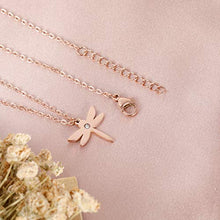 Load image into Gallery viewer, Arovene Dragonfly Necklace Cubic Zirconia Jewelry for Women Fashion Friendship Dainty Pendant Chain Minimalist Rose Stainless Steel Necklace for Girls