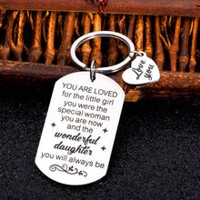 Load image into Gallery viewer, Daughter Gifts from Mom Girls Stocking Stuffers for Kids 18th 21st Birthday Christmas Graduation Gifts for Daughter in Law Wedding Pregnant Mom New Mom Gift Keychain for Her Stepdaughter from Dad