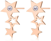 Load image into Gallery viewer, my story is just beginning Star Cubic Zirconia Stainless Steel Stud Earring, Christmas Gift for Women Minimalist Lucky Star Dainty Rose Gold Tiny Earring Christmas Jewelry