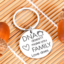 Load image into Gallery viewer, DNA Doesn&#39;t Make You Family Love Does Keychain from Son Daughter Step Parent Keychain Gifts Step Father Gift Key Chain for Dad Pap Step Mom Gift Adoption Keychain Father Stepfather Birthday Christmas