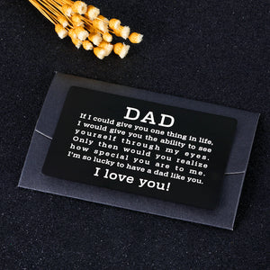 Father’s Day Gifts from Son Daughter Kids Engraved Wallet Insert Card Dad Birthday Gifts from Mom Wife Step Dad Gift Ideas Stainless Metal Card Insert for Him Papa Grandpa Thansginving Day Christmas Gifts for Men