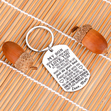 Load image into Gallery viewer, To My Son Keychain Christmas Gifs From Mom Step Mother to Son Birthday 2020 Graduation Anniversary Inspirational Keychain For Stepson Never Forget How Much I Love You