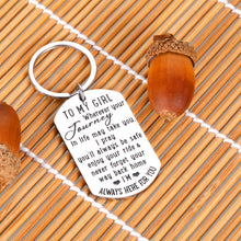 Load image into Gallery viewer, to My Daughter Keychain 16 18 Birthday Christmas Inspirational Gifts for Little Girls from Mom Dad Graduation Anniversary Valentine Day GIFS for Step Daughter Women Teen Girls Kids Keyring Jewelry