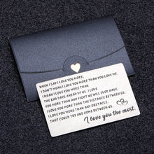 Load image into Gallery viewer, Wallet Insert Card Christmas Gift For Men Husband From Wife Girlfriend Boyfriend Birthday Gifts Metal Mini Love Note Valentine Wedding Gifts For Groom Bride Him Her Deployment Gifts