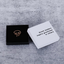 Load image into Gallery viewer, Great leaders inspire greatness in others Double Name Ring Two Name Ring Statement Ring Custom Name Ring with Any Names Mother Daughter Ring Gift