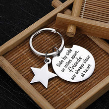 Load image into Gallery viewer, Birthday Gifts for Best Friend Keychain Side by Side Or Miles Apart,Friends are Always Close at Heart Long Distance Friendship Christmas Key Ring Gifts