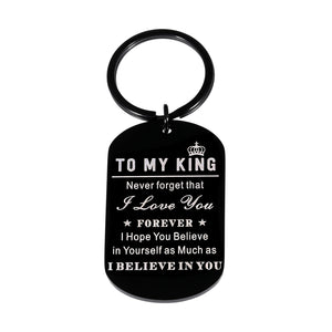 Birthday Christmas Gifts for Boyfriend Husband Valentines Day Gift for Him Men Anniversary Keychain for Hubby Fiance from Wife Gift For Husband I Love You To My King Key Ring Romantic Keepsake