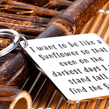 Load image into Gallery viewer, Initial Sunflower Charm Keychain Inspirational Gifts for Women Teen Girls Graduation Birthday Christmas Anniversary Friendship Gifts for BFF coworkers students Spiritual Floral Keyring Jewelry