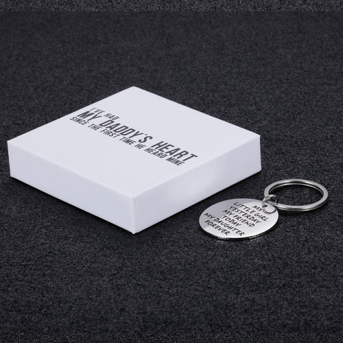 I've had my daddy's heart since the frist time he heard mine Daughter Gifts Keychain from Mom Dad to Daughter Birthday Wedding Key Ring Pendant Jewelry Engraved Present for Her Teen Girl Women