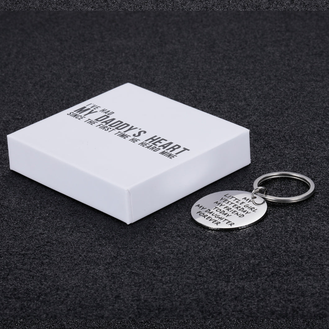 I've had my daddy's heart since the frist time he heard mine Daughter Gifts Keychain from Mom Dad to Daughter Birthday Wedding Key Ring Pendant Jewelry Engraved Present for Her Teen Girl Women