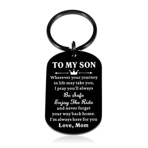 Back to School Gifts for Kids Son from Mom Encouragement Gifts for Men 16th 18th 21st Birthday Inspirational Keychain for Boys Stepson Christmas Graduation Wedding Gifts for Him Child