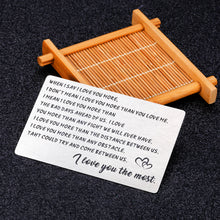 Load image into Gallery viewer, Wallet Insert Card Christmas Gift For Men Husband From Wife Girlfriend Boyfriend Birthday Gifts Metal Mini Love Note Valentine Wedding Gifts For Groom Bride Him Her Deployment Gifts