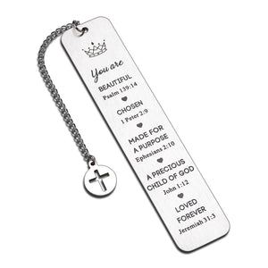 Inspirational Gifts Christian Bookmark for Men Women Birthday Christmas Easter Baptism Religious Gift for Girls Teens Female Book Lover VBS Graduation Cross Bible Church Bookmark for Him Her