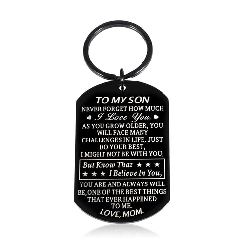 Birthday Christmas Gifts for Son from Mom to My Son Inspirational Keychain Graduation Valentine's Day Back to School Gifts for Teen Boys Him Men Son in Law Stepson Son Gift Stocking Stuffer