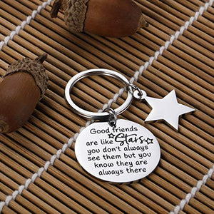 Best Friend Keychain for Women Female Teen Girls Birthday Key Charm BFF Sister Besties Long Distance Friendship Keyrings