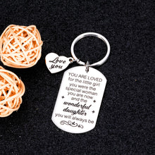 Load image into Gallery viewer, Daughter Gifts from Mom Girls Stocking Stuffers for Kids 18th 21st Birthday Christmas Graduation Gifts for Daughter in Law Wedding Pregnant Mom New Mom Gift Keychain for Her Stepdaughter from Dad
