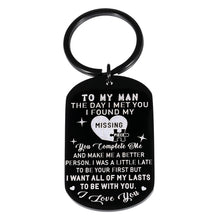 Load image into Gallery viewer, To My Man Keychain Christmas Anniversary Gift To Husband Men Valentines Day Gift for Fiance Boyfriend From Girlfriend Wife I Love You Gifts For Husband Birthday Keychain Romantic Gift For Him