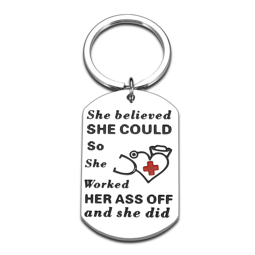 Christmas Gift Inspirational Nurse Gifts Keychain for RN Nurse Practitioner Nurse Appreation Gifts Thank You Gift for Nursing Medical Student Graduation Birthday Christmas She Believe She Could Keychain Stocking Stuffers