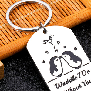 Funny Gifts for Boyfriend Girlfriend Stocking Stuffers for Wife Husband Christmas Gifts Anniversary Birthday Romantic Penguin Gifts for Him Her Valentines Day Lesbian Gifts Cute Keychain for Couples